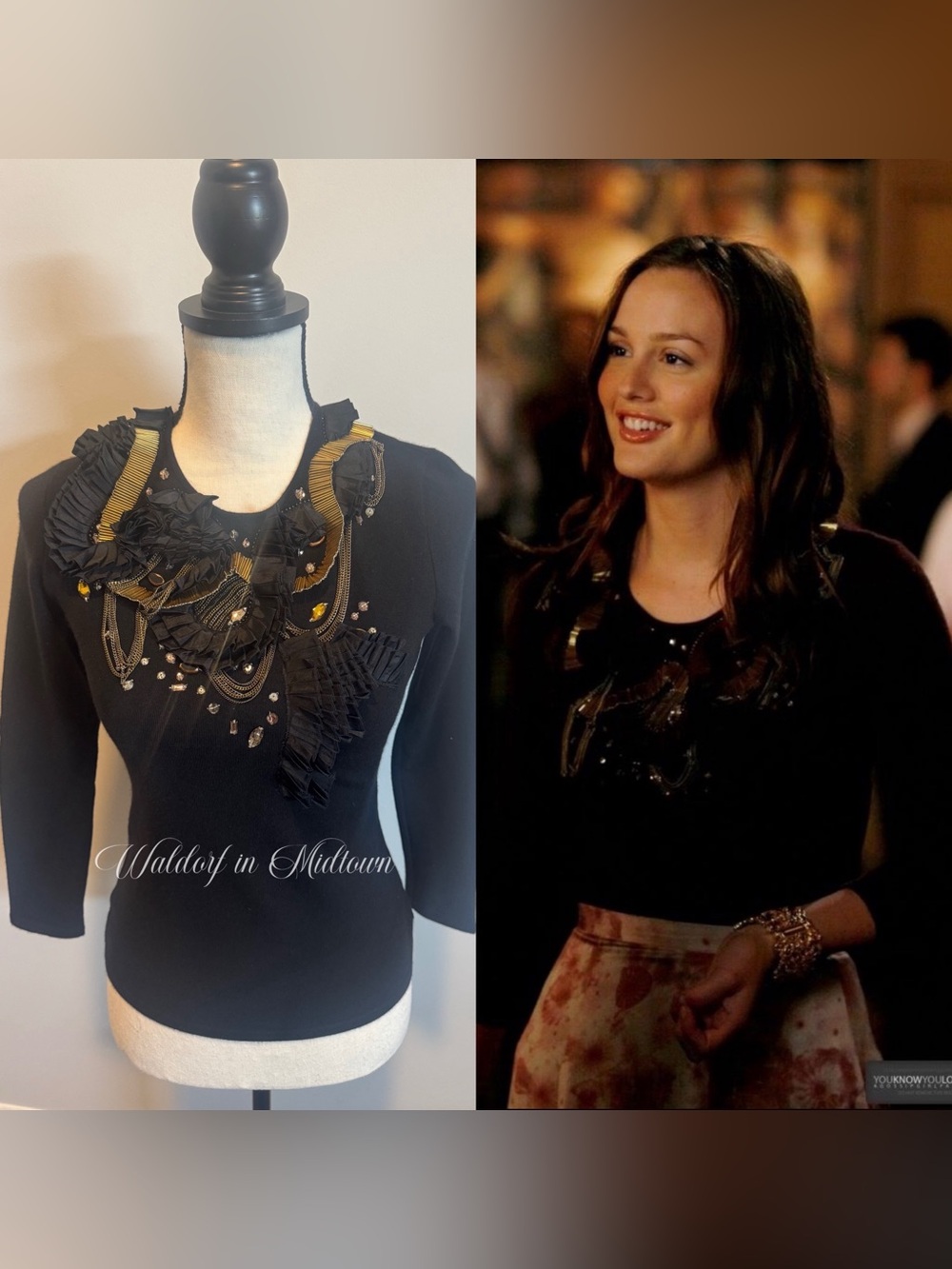ASO BLAIR WALDORF OSCAR DE LA REMTA EMBELLISHED SWEATER - small